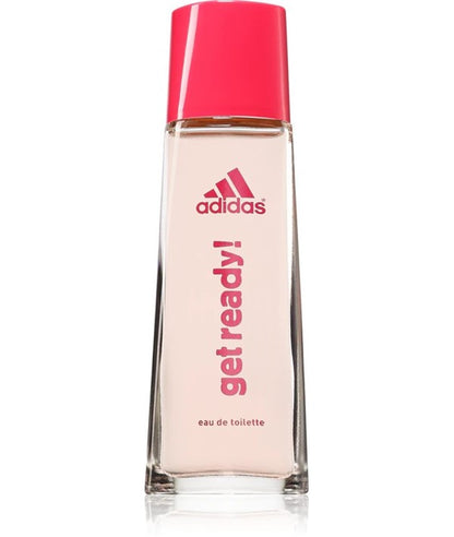 Adidas Get Ready Eau De Toilette for Her in a 50ml bottle, featuring a sleek design and floral fragrance details.