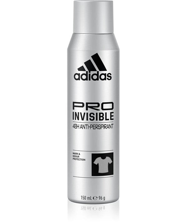 Adidas Pro Invisible 48H anti-perspirant body spray bottle, sleek design, suitable for daily body care and odor protection