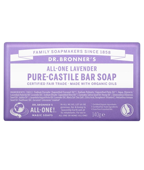 Dr Bronners All One Lavender Pure Castile Bar Soap