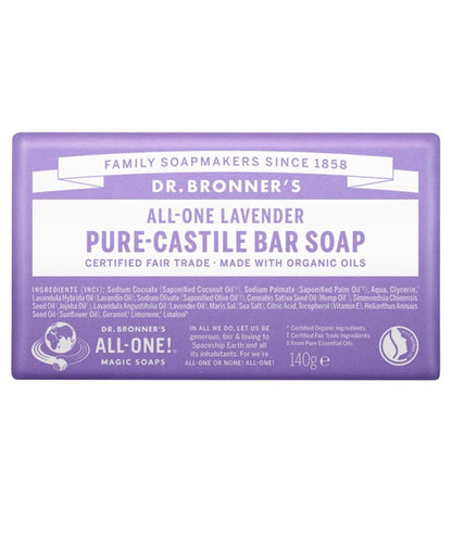 Dr Bronners All One Lavender Pure Castile Bar Soap