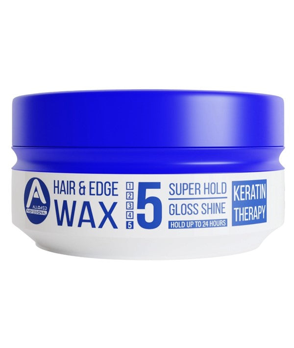 Allored Beauty hair and edge wax with keratin therapy, super hold for styling edges and hair, in a sleek jar.