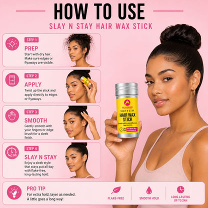 Allored Beauty Slay N Stay 24H Hold Hair Wax Stick showing the sleek, black hair styling wax stick with branding visible