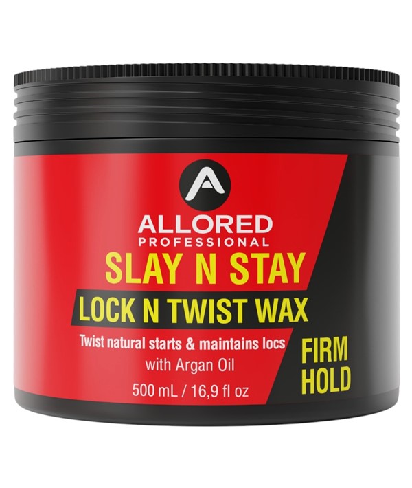 Allored Beauty Slay N Stay Lock and Twist Wax, a firm hold hair styling wax in a jar, designed for locking and twisting styles.