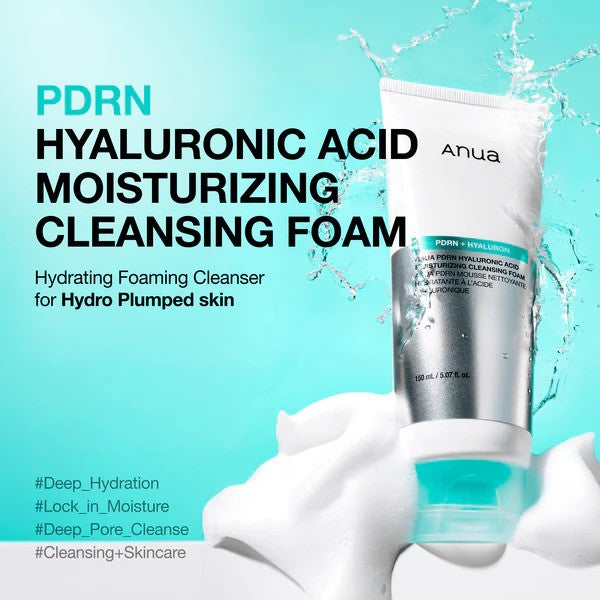 Anua PDRN Hyaluronic Acid K-Beauty cleanser in a 150ml bottle, featuring moisturizing and cleansing properties.