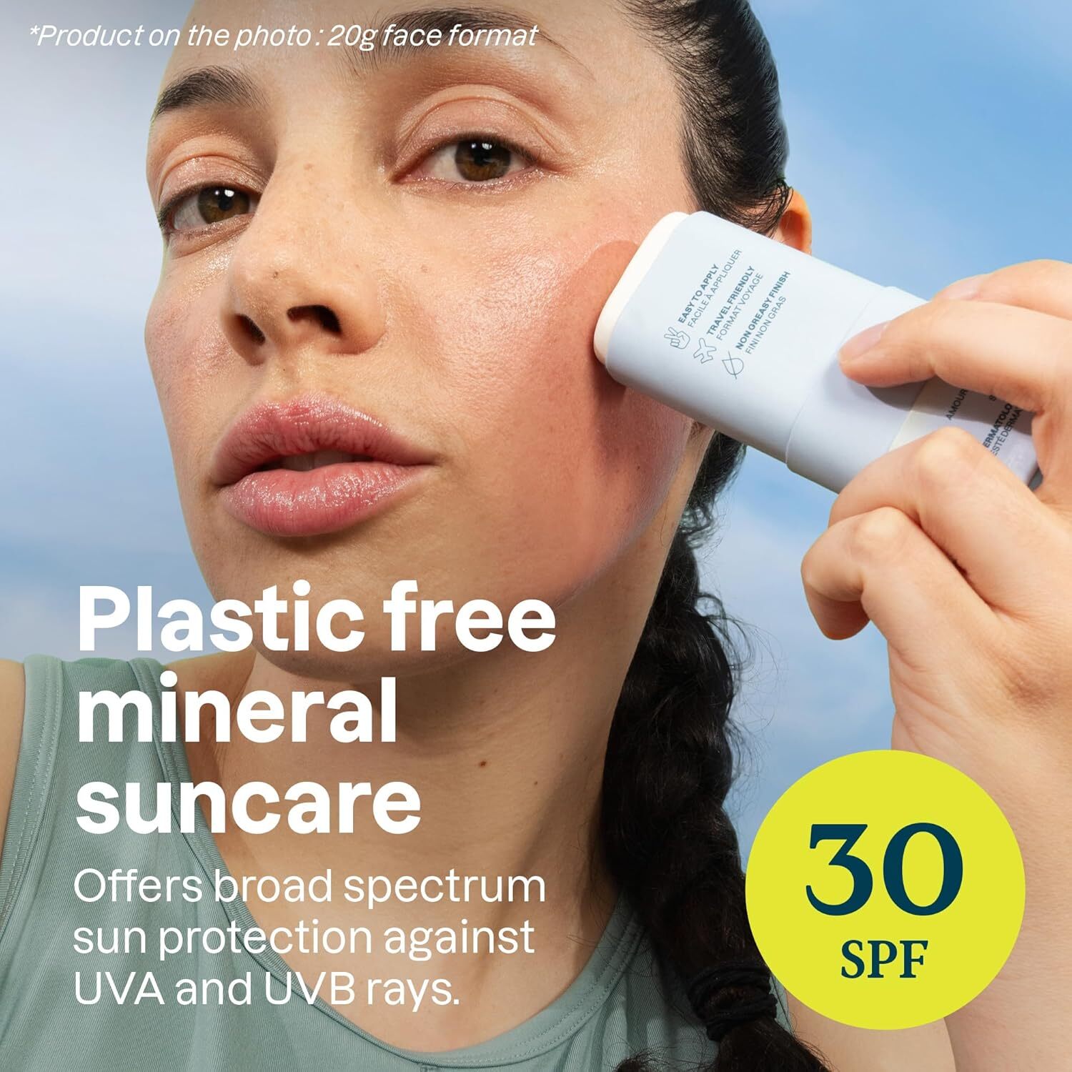 Attitude Sensitive Natural Unscented Mineral Sunscreen Face Stick SPF30