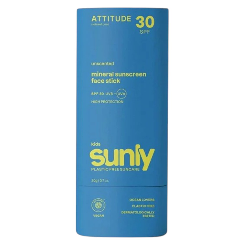 Attitude Sunly Kids Unscented Mineral Sunscreen Face Stick SPF30