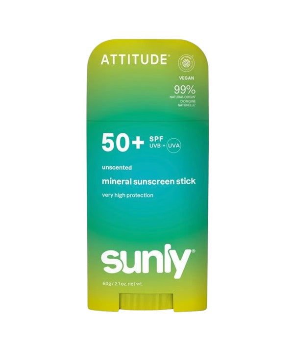 Attitude Sunly Unscented Mineral Sunscreen Stick SPF50