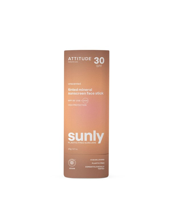 Attitude Sunly Unscented Tinted Mineral Sunscreen Face Stick SPF30