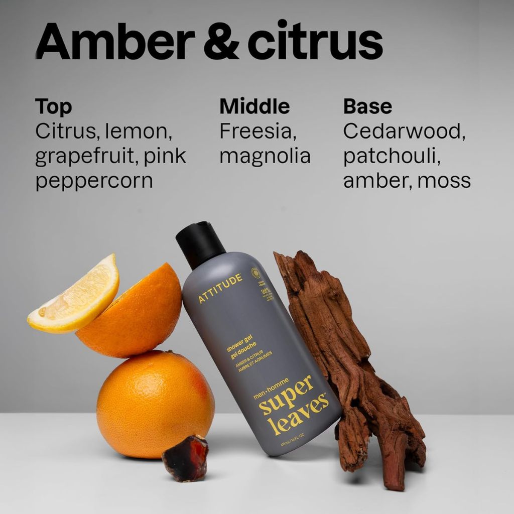 Attitude Super Leaves Men Amber And Citrus Shower Gel