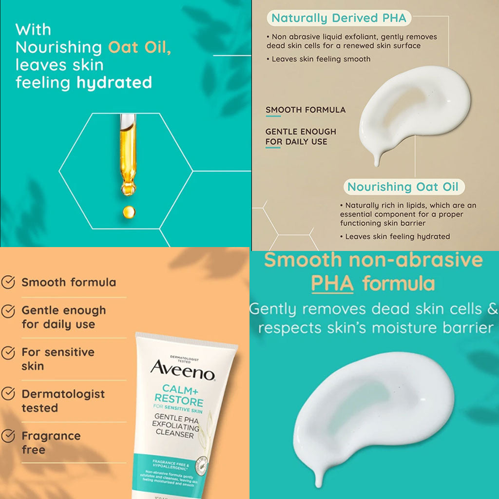 Johnson And Johnson Aveeno Calm Restore Gentle PHA Exfoliating Cleanser