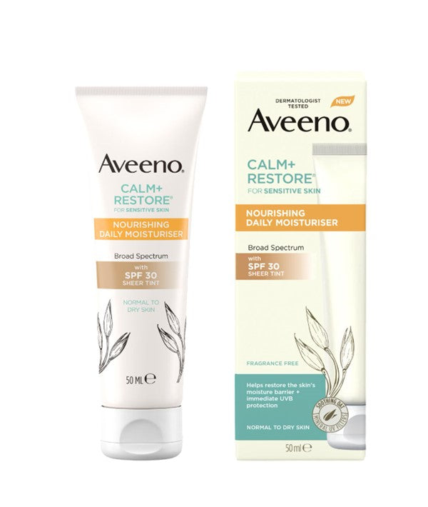 Johnson And Johnson Aveeno Calm Restore Nourishing Daily Moisturiser SPF30 Sheer Tint