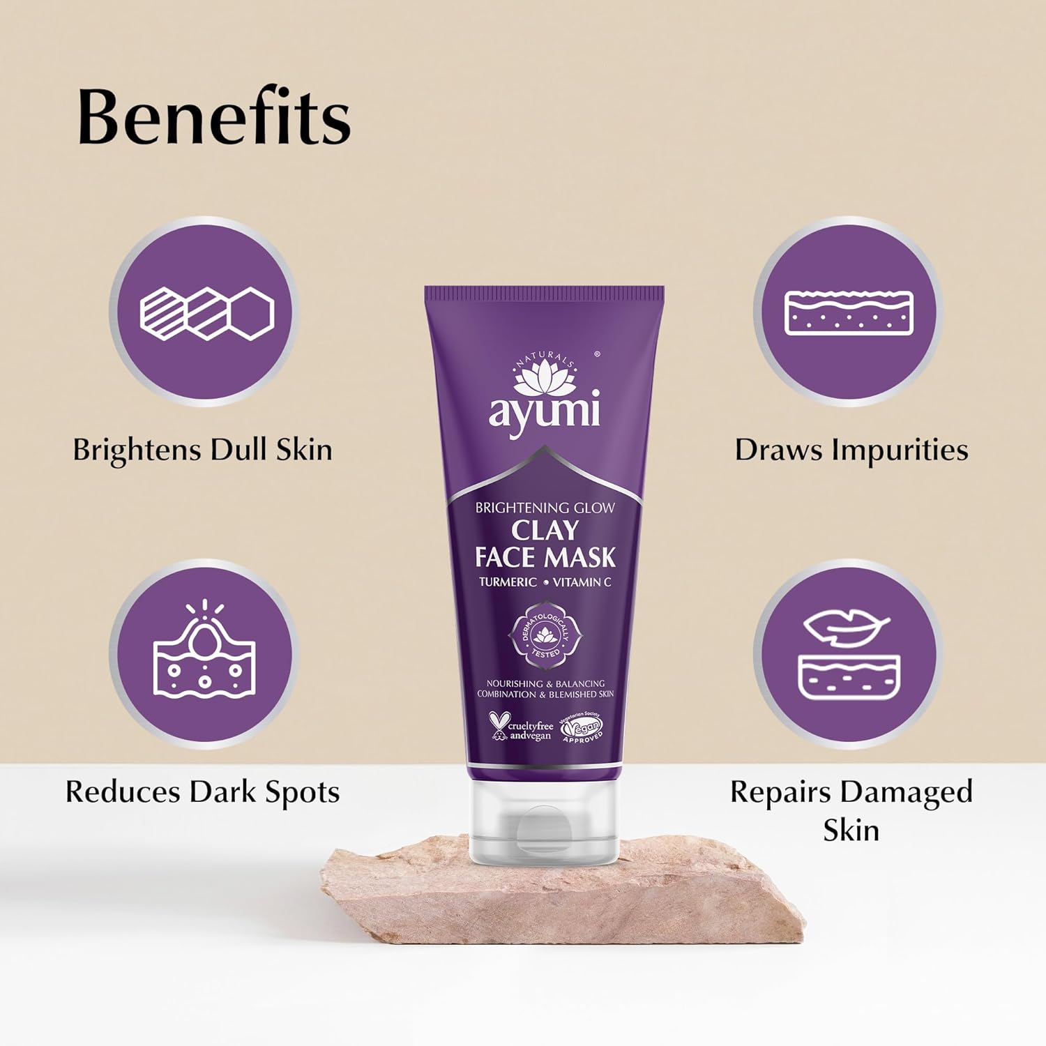 Ayumi Naturals Turmeric And Vitamin C Glow Clay Face Mask