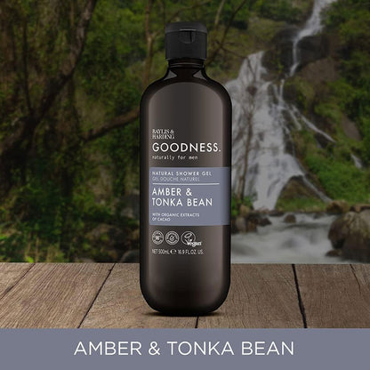 Baylis And Harding Goodness Men Amber And Tonka Bean Natural Shower Gel