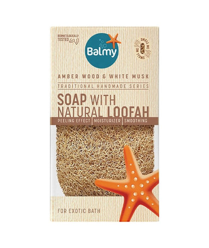 Balmy Naturel Amber Woods And White Musk Soap With Natural Loofah