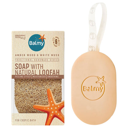 Balmy Naturel Amber Woods And White Musk Soap With Natural Loofah