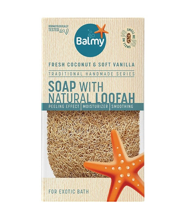Balmy Naturel Fresh Coconut And Soft Vanilla Soap With Natural Loofah