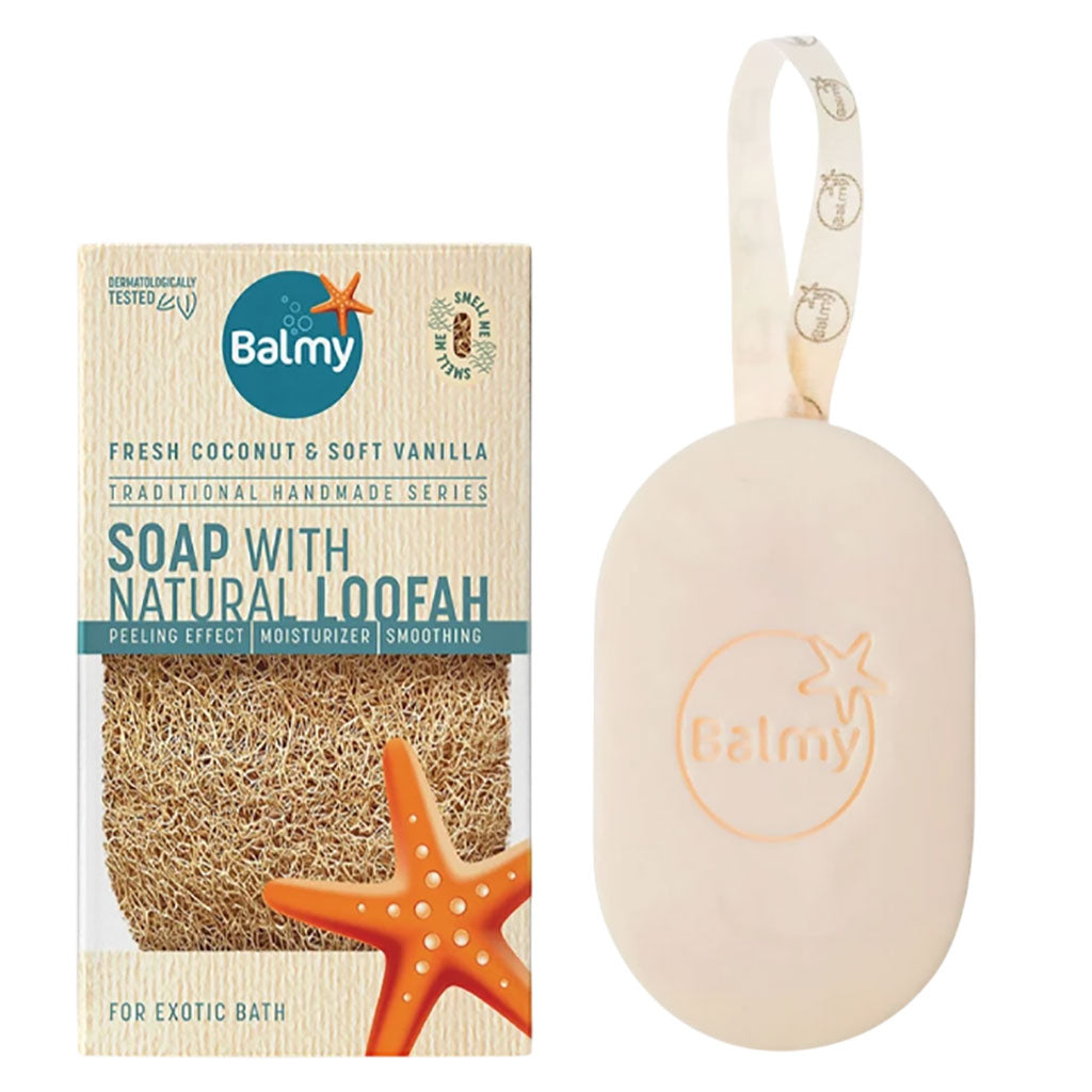 Balmy Naturel Fresh Coconut And Soft Vanilla Soap With Natural Loofah