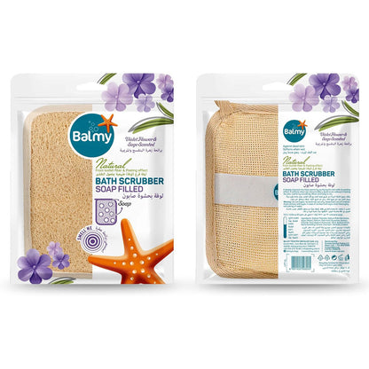 Balmy Naturel Bath Scrubber Violet Flower And Sage Scented Soap Filled