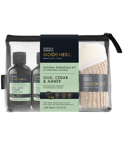 Baylis And Harding Goodness Oud Cedar And Amber Natural Essentials Kit