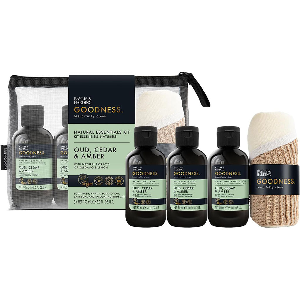 Baylis And Harding Goodness Oud Cedar And Amber Natural Essentials Kit