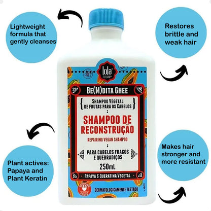 Lola Cosmetics Bemdita Ghee Papaya And Queratina Vegetal Repairing Vegan Shampoo