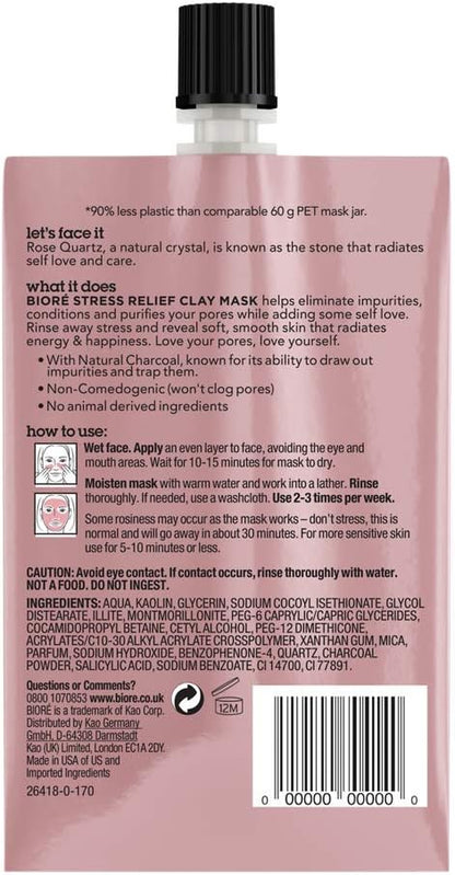 Biore Rose Quartz Plus Charcoal Stress Relief Clay Mask