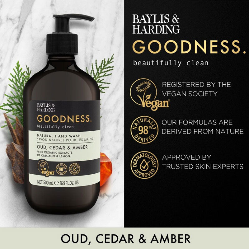 Baylis And Harding Goodness Oud Cedar And Amber Natural Hand Wash