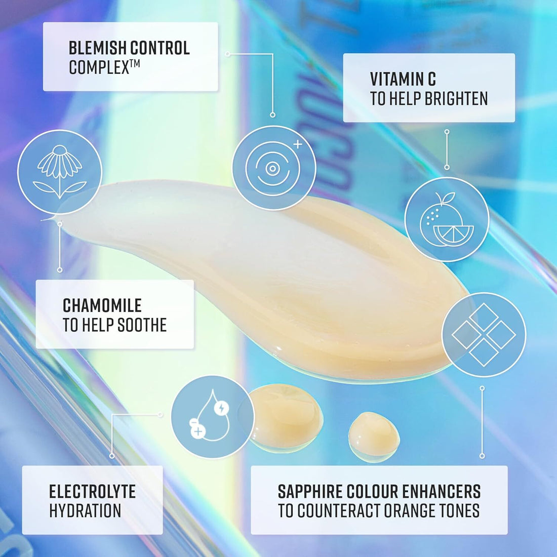 Bondi Sands Technocolor Sapphire Self Tanning Face Serum in a 50ml bottle, moisturizing facial serum with a blue tint.