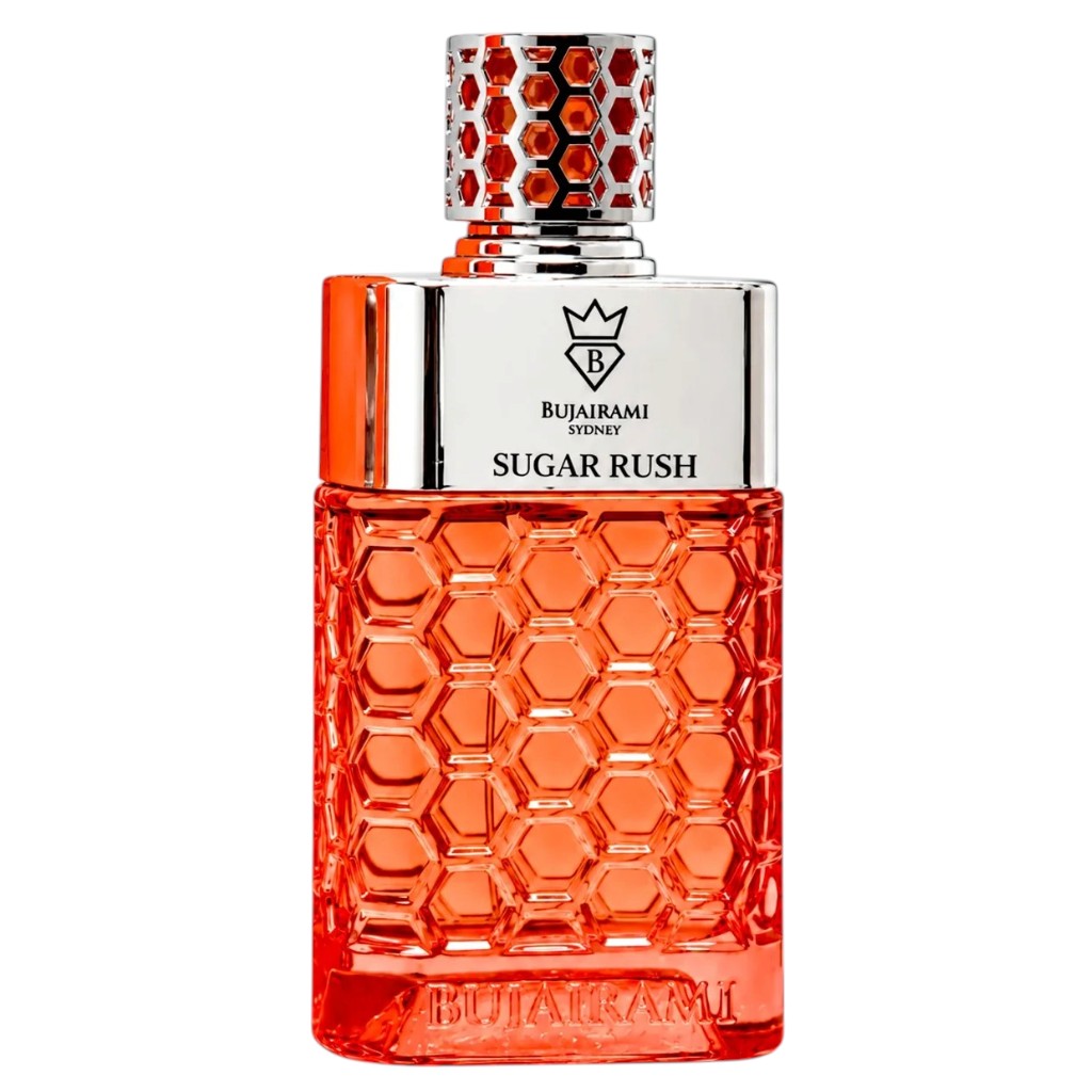 Bujairami Sugar Rush Eau De Parfum for Him, featuring sleek bottle design with a modern, stylish appearance.