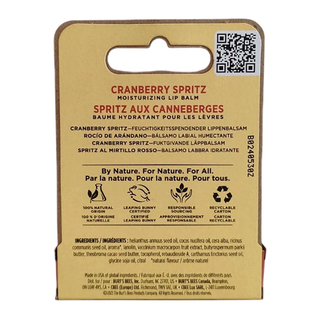 Burts Bees Cranberry Spritz Moisturizing Lip Balm