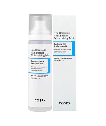 COSRX The Ceramide Skin Barrier Moisturizing Mist K Beauty moisturiser bottle and mist spray nozzle