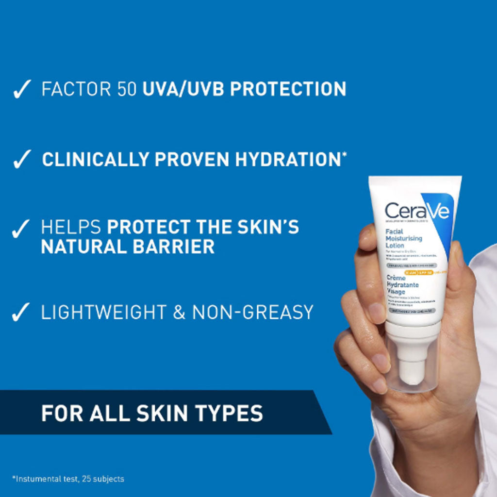 Cerave AM Facial Moisturising Lotion SPF 50 Normal To Dry Skin