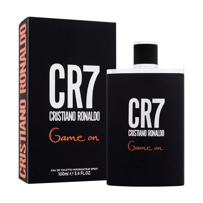 Cristiano Ronaldo CR7 Game On Eau De Toilette for Him, 100ml bottle with sleek design and Cristiano Ronaldo branding.