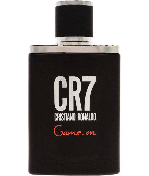 Cristiano Ronaldo CR7 Game On Eau De Toilette for Him, 100ml bottle with sleek packaging and Cristiano Ronaldo branding.