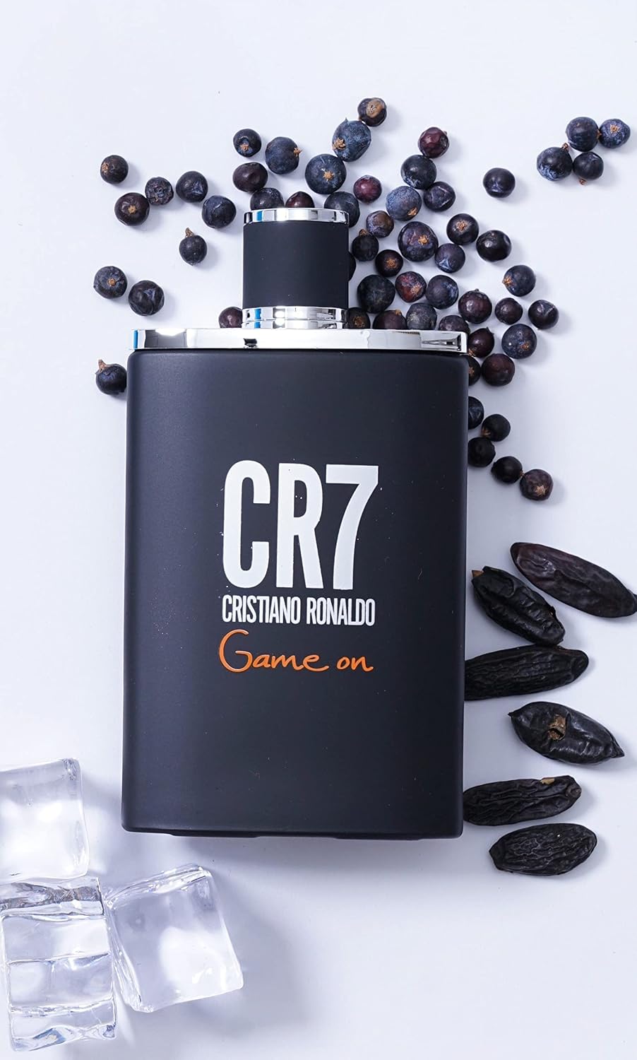 Cristiano Ronaldo CR7 Game On Eau De Toilette for Him, 100ml bottle, featuring the Cristiano Ronaldo branding and sleek packaging.