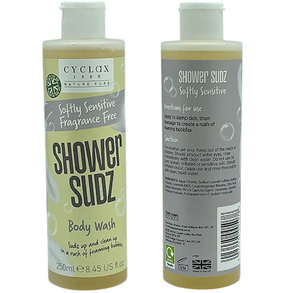 Three Pears Cyclax Softly Sensitive Fragrance Free Shower Sudz Body Wash