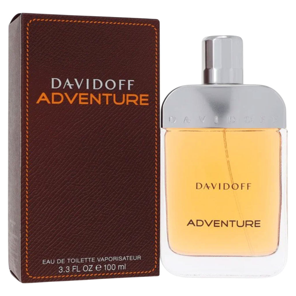 Davidoff Adventure EDT spray for him, featuring a sleek bottle design with fresh, adventurous fragrance notes.