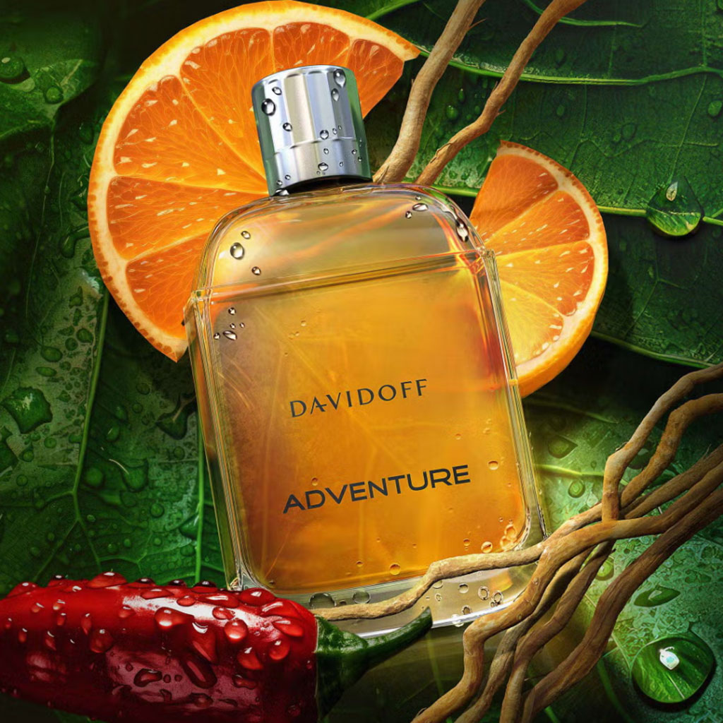 Davidoff Adventure EDT spray for him, featuring a sleek bottle design with outdoor-inspired branding and fresh, masculine scent.