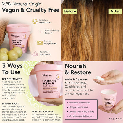 Delhicious Body Rich Roots Nourish And Restore 3 In 1 Hair Mask