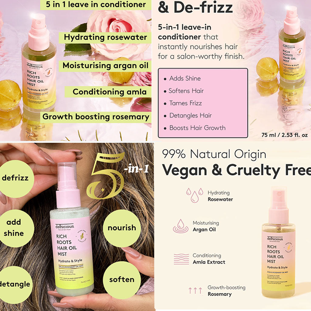 Delhicious Body Rich Roots Hydrate And Style Hair Oil Mist