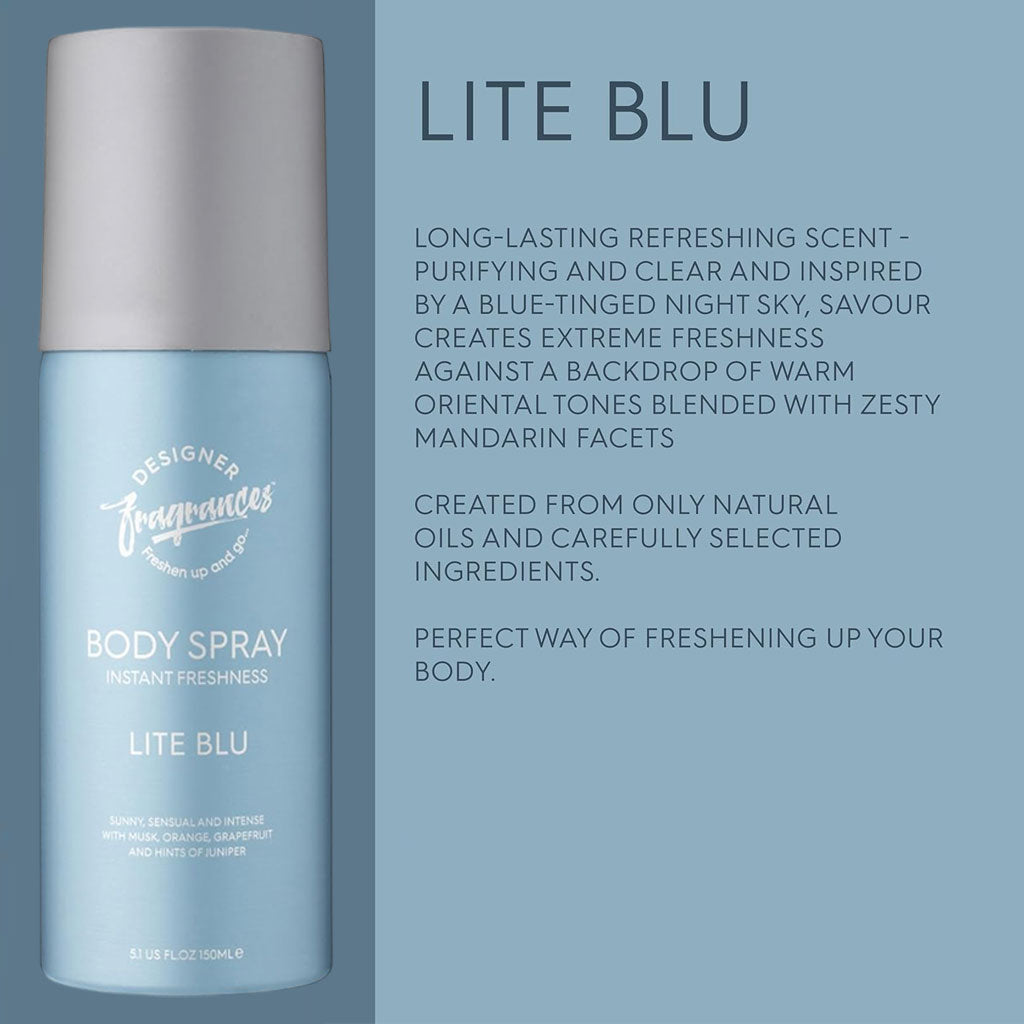 Designer Fragrances Lite Blu Body Spray For Men