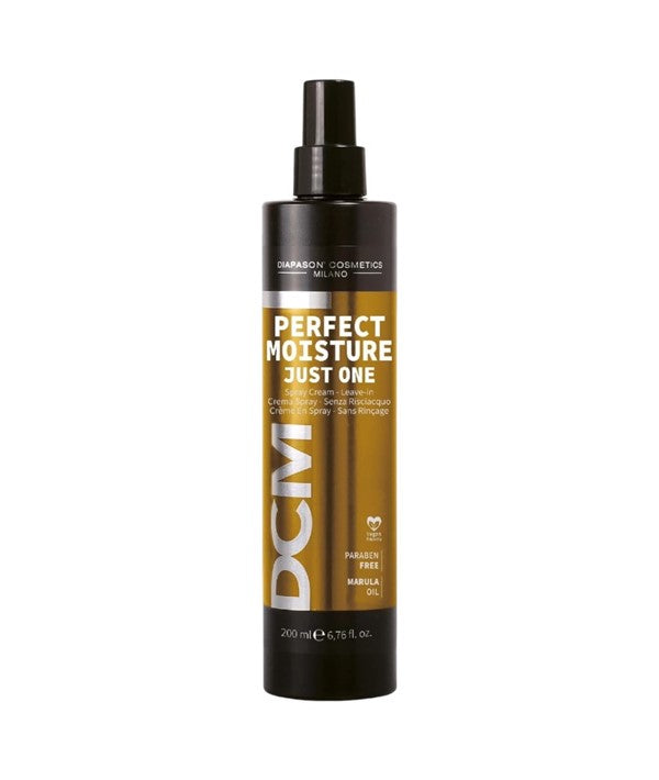 Diapason Cosmetics Milano DCM Perfect Moisture Just One hair treatment bottle, 200ml, for deep hydration and smooth hair.