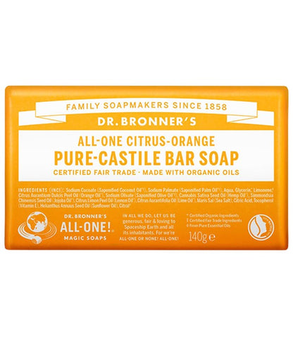 Dr Bronners All One Citrus Orange Pure Castile Bar Soap