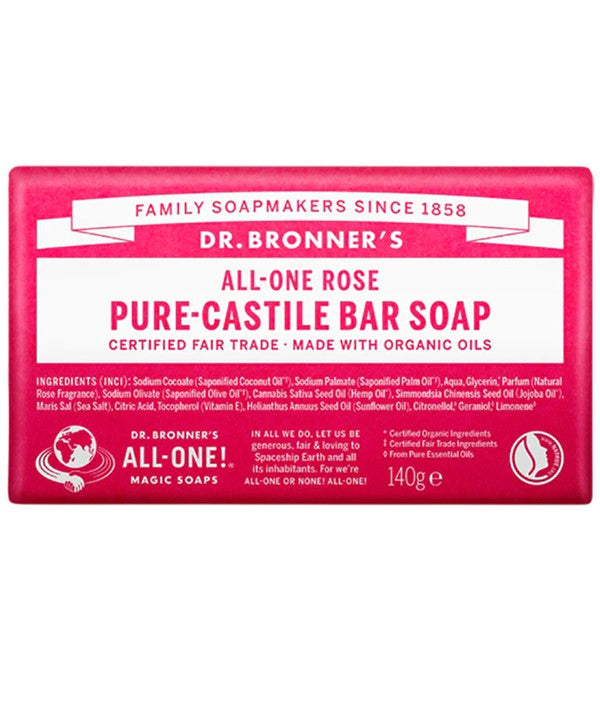 Dr Bronners All One Rose Pure Castile Bar Soap