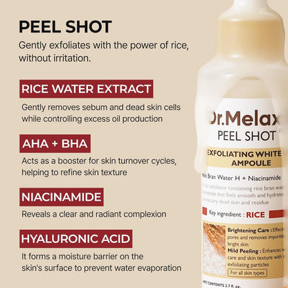 Dr Melaxin Peel Shot Exfoliating White Rice Ampoule