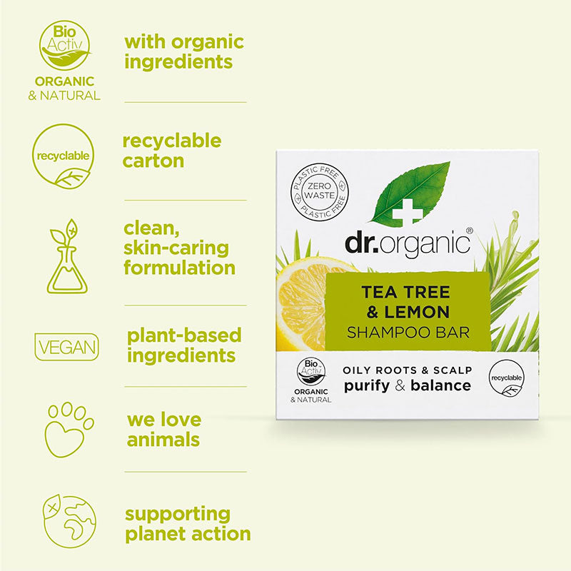Dr Organic Organic Tea Tree And Lemon Shampoo Bar