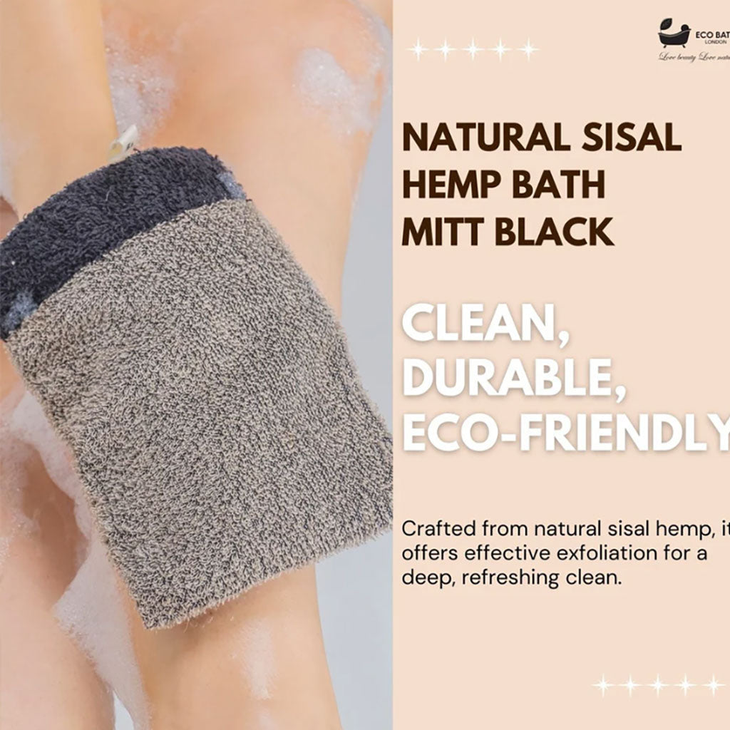 Eco Bath London Sisal Hemp Bath Mitt Black
