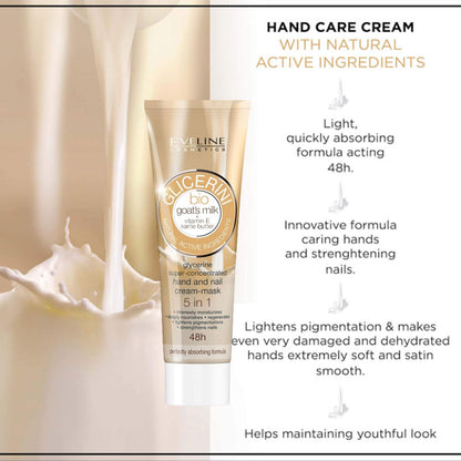 Eveline Bio Goat Milk 5 In 1 Glycerine Hand Nail Cream Mask
