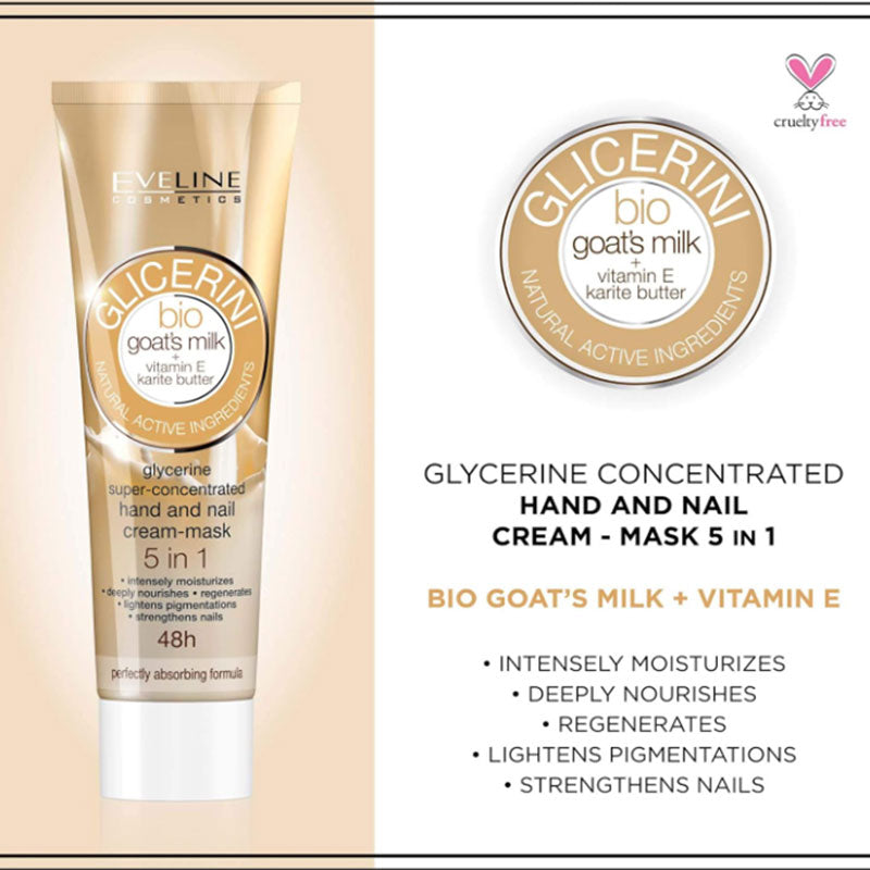 Eveline Bio Goat Milk 5 In 1 Glycerine Hand Nail Cream Mask