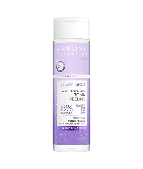 Eveline Clean Shot Smoothing Toner Peeling Glow Skin Effect